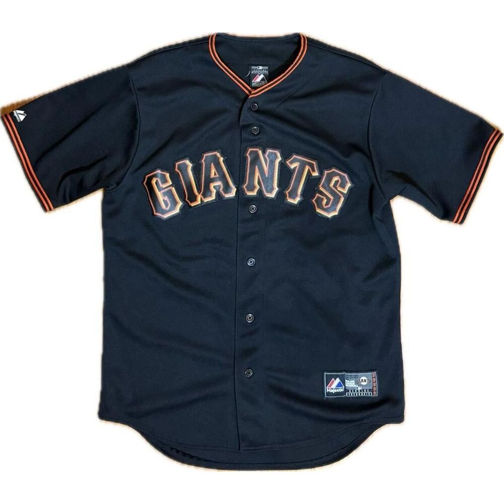 Majestic-athletic Men's Black and Orange Top